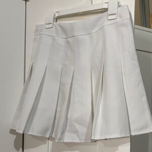 Women's White Pleated Skater Skirt - Flared Circle Design